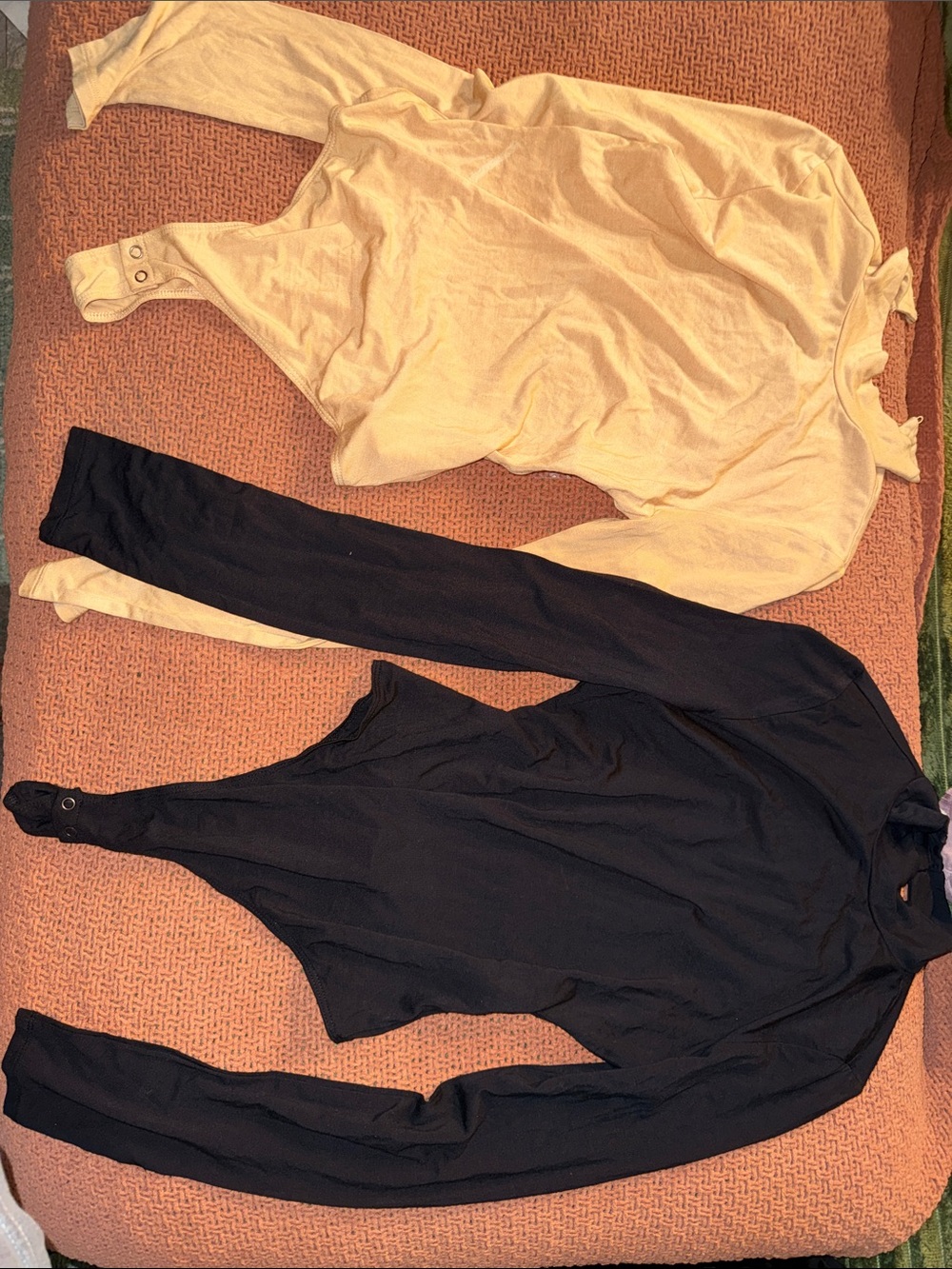 Forever 21 Black and Cream Long Sleeve Bodysuits (2-Pack)